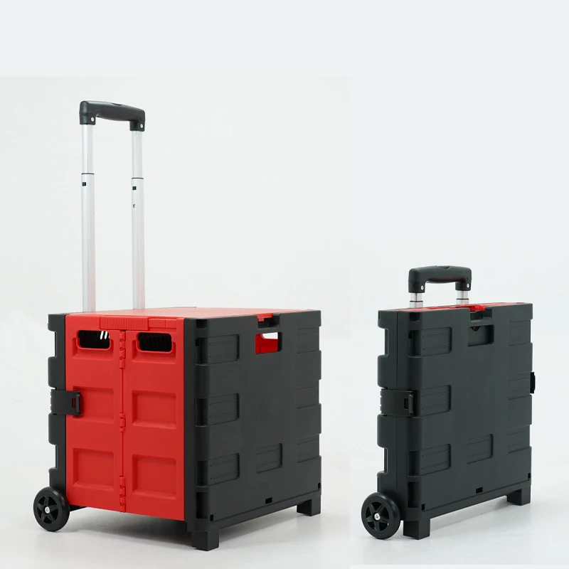 Best Selling Storage Crate Portable Grocery 2-in-1 Foldable Collapsible Eco-friendly Plastic Folding Shopping Cart