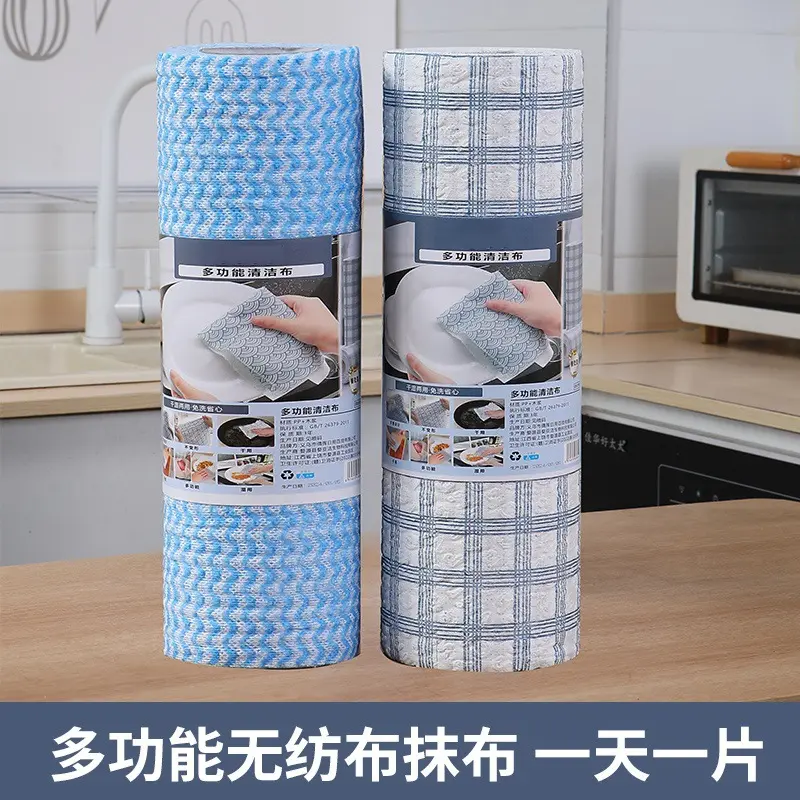 Kitchen Disposable Lazy Towels Thick Washable Printed Wet and Dry Two-in-one Cleaning Dishwashing Non-shedding Scrubbing Pads - 画像 (4)